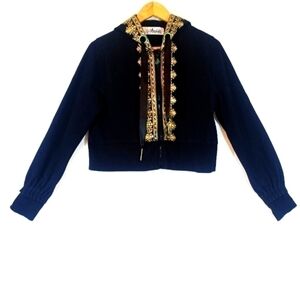 𝅺AKADEMIKS Crop Hoodie with Gold Trim Size Small